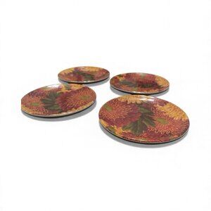 Caskata Studio 4-Piece Appetizer / Sushi / Canapé Plates -Mums-Floral 4.50"